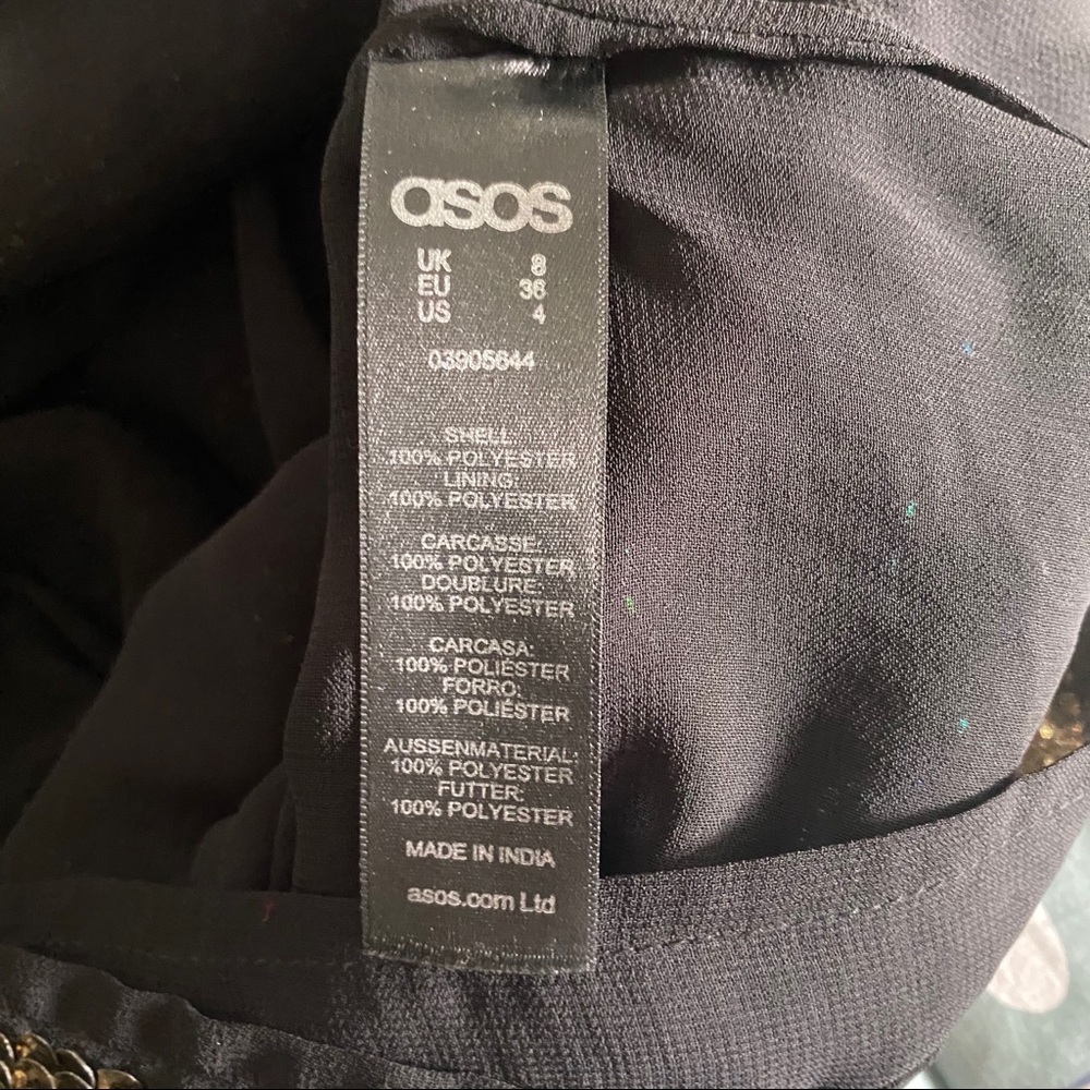 ASOS Premium Sequin Stripe Polo Mini T shirt Dress - Picture 7 of 9